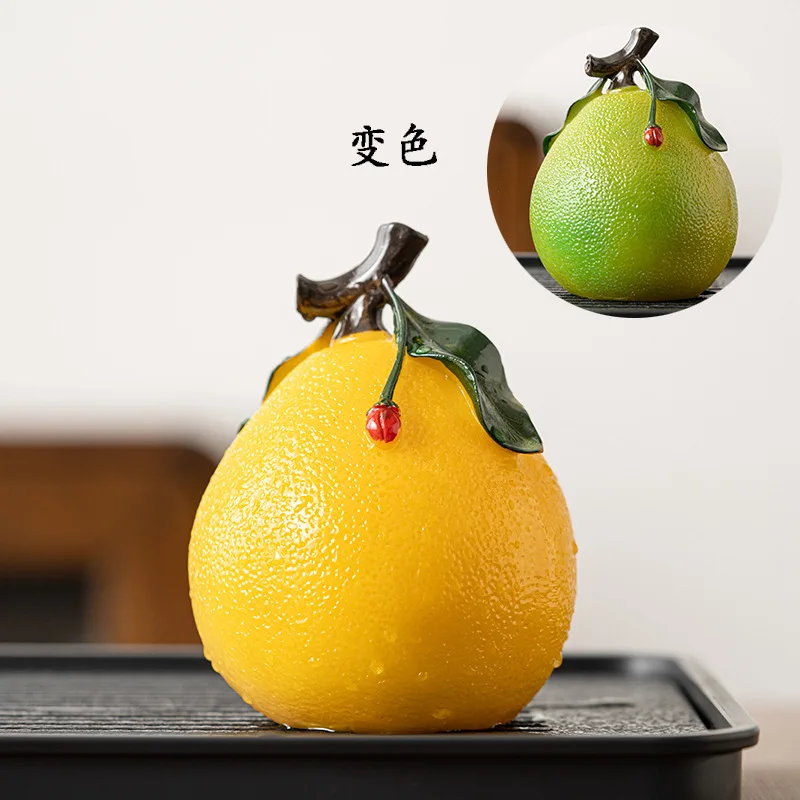 

LH Yuzu Tea Pet Ornament Household Personalized Fruit Resin Decoration Desktop Tea Ceremony Accessories