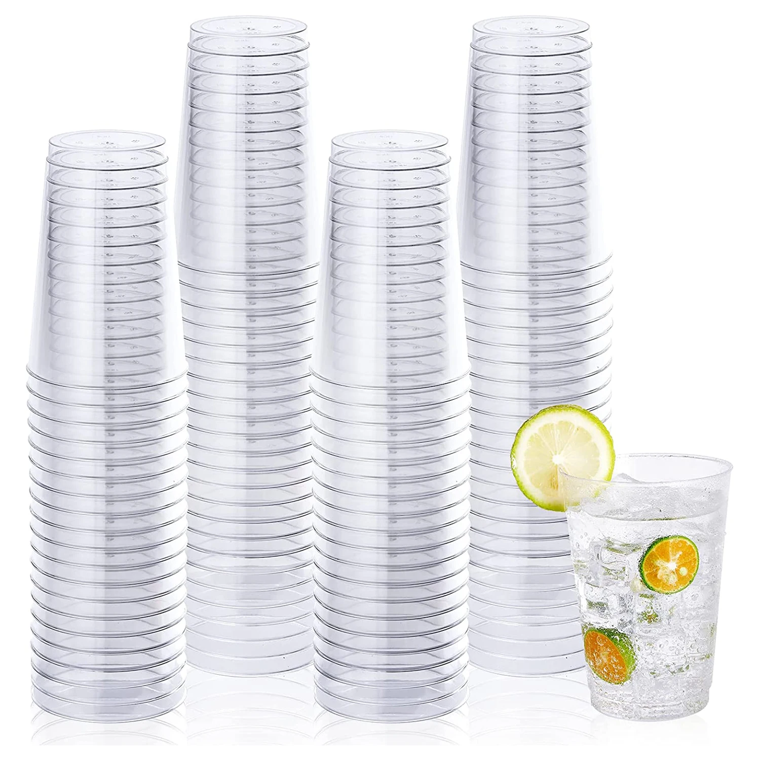 

50 pcs 12oz Clear Plastic Cups,Disposable Plastic Glass Tumblers, Reusable Clear Hard Plastic Cups for Wedding,Parties