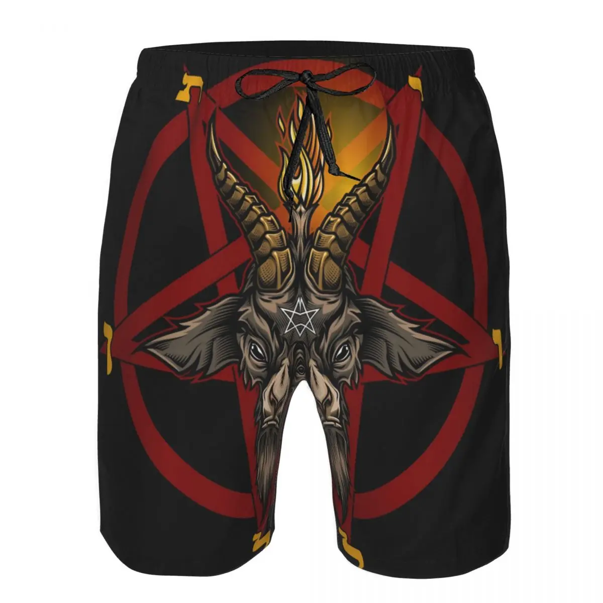 

Men Beach Short Quick-drying Swimming Trunk Baphomet Goat Head Swimwear Swimsuit Bathing Shorts