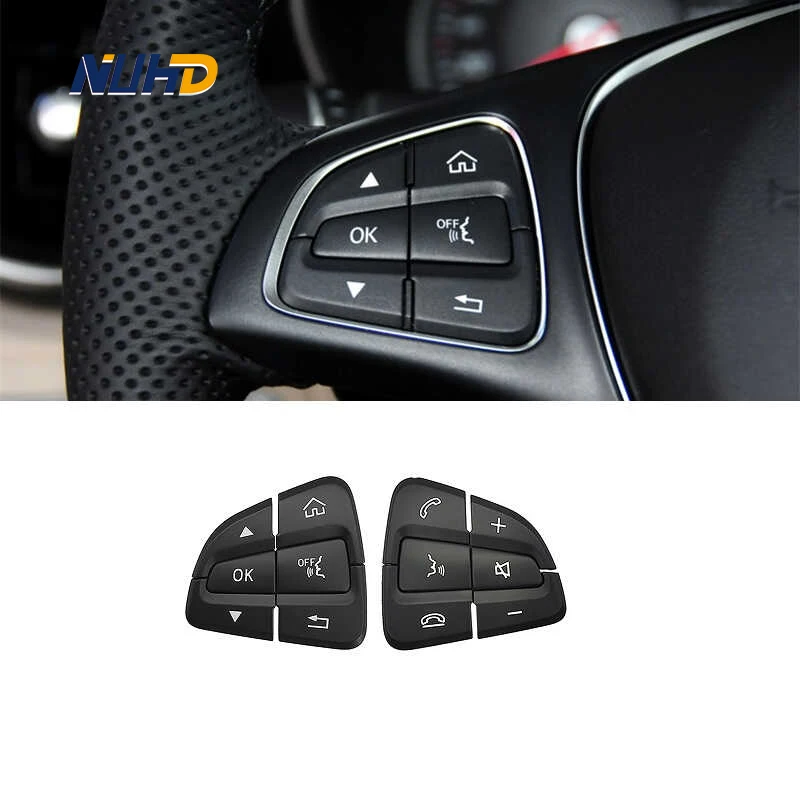 

Car Steering wheel panel button Decorative Stickers Protector Cover For Mercedes-Benz C Class GLC 2015-2019 Interior Accessories