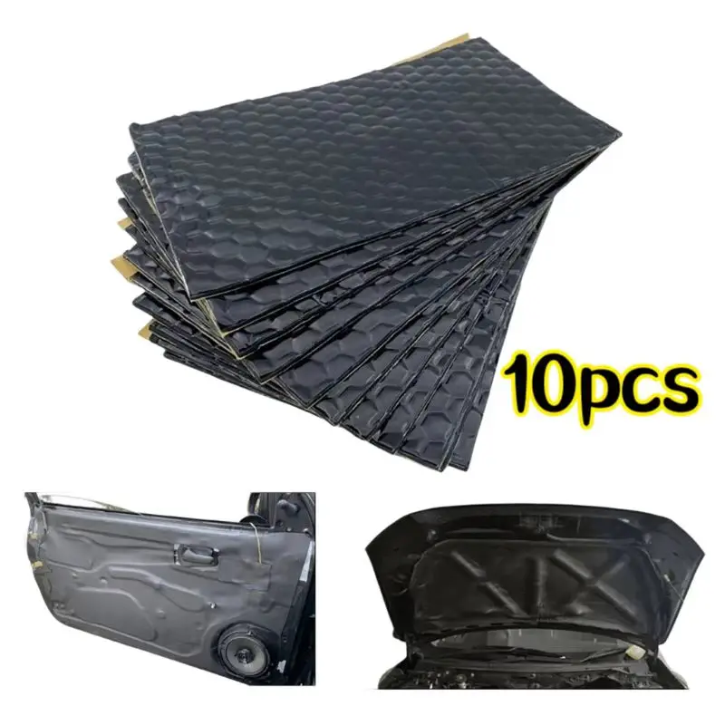 10PCS Butyl Rubber Shock-absorbing and Soundproofing Board, Self-adhesive Damping Board, Thermal Insulation and Noise Reduction