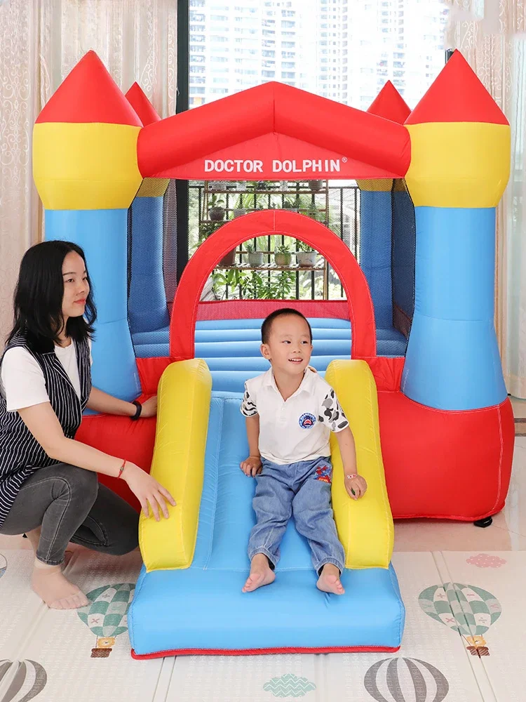 Doctor Dolphin Children's Inflatable Castle Bounce Bed Household Indoor Small Inflatable Blow Air Slide Parent Child Amusement