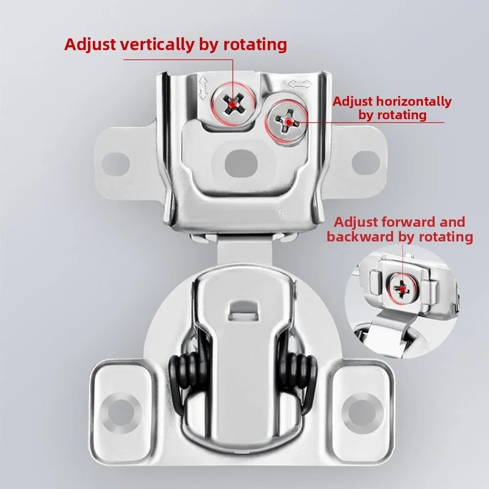 3D Adjustable Inward Opening Door Hinge With Soft Close, Quiet Cold Rolled Steel Wardrobe Hinge For Cabinet Cupboard, Silver