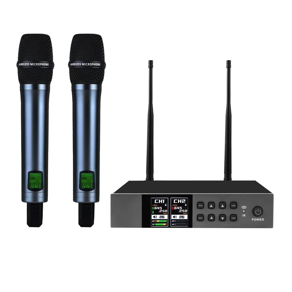 

Pro EW135 2-Channel G4-835 Handheld Digital Wireless Microphone System Squelch Noise 19" 1/2U TFT Color Screen Stage Karaoke