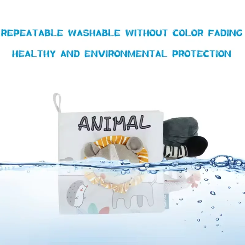 Giocattolo di puzzle cognitivo tridimensionale per la prima educazione del bambino del libro di stoffa della coda bianca grigia visiva del fumetto