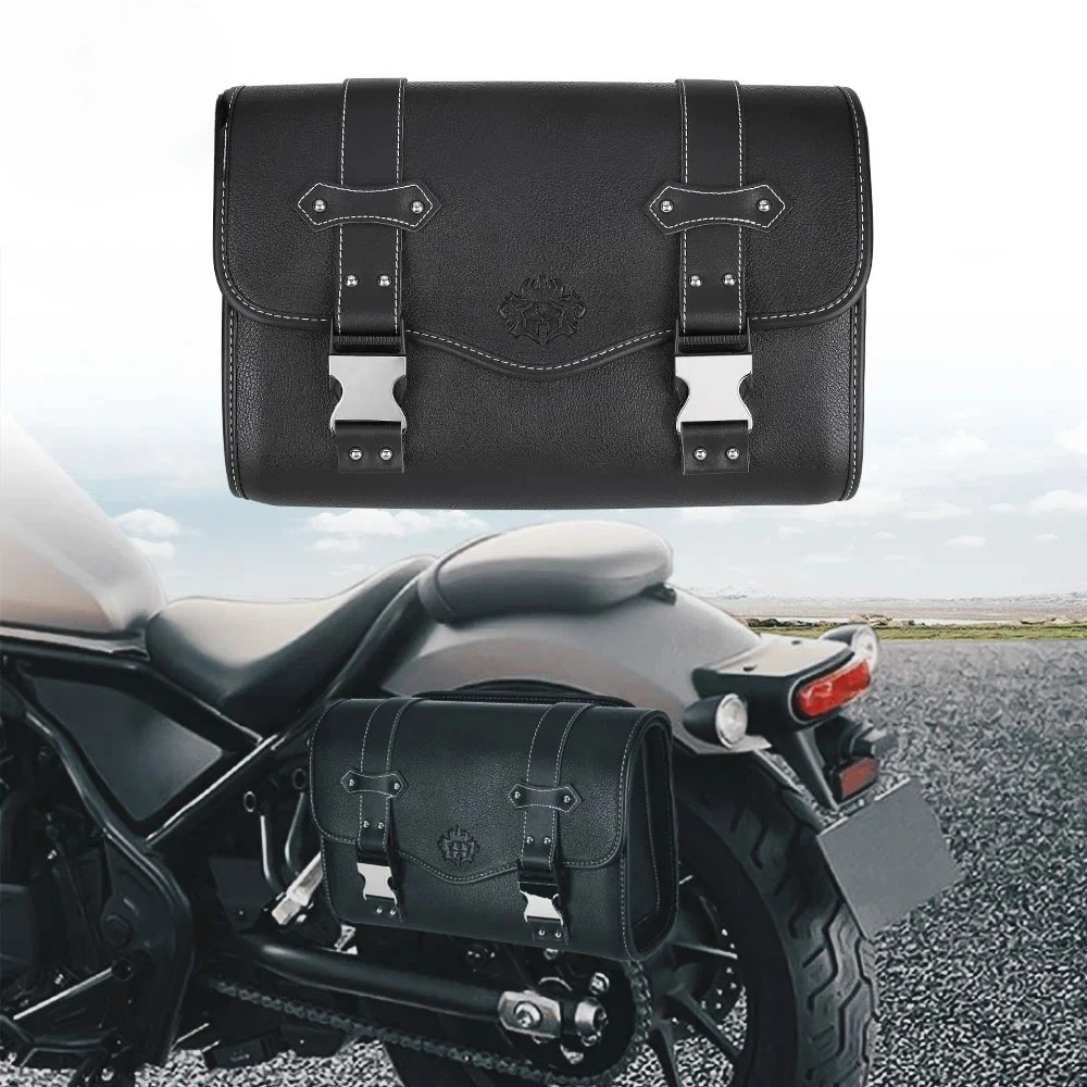 Motorcycle Saddlebags Retro Leather Waterproof Side Tool Bag for Honda Rebel CMX 300 500 1100 250 for Kawasaki W400 W650 for BMW