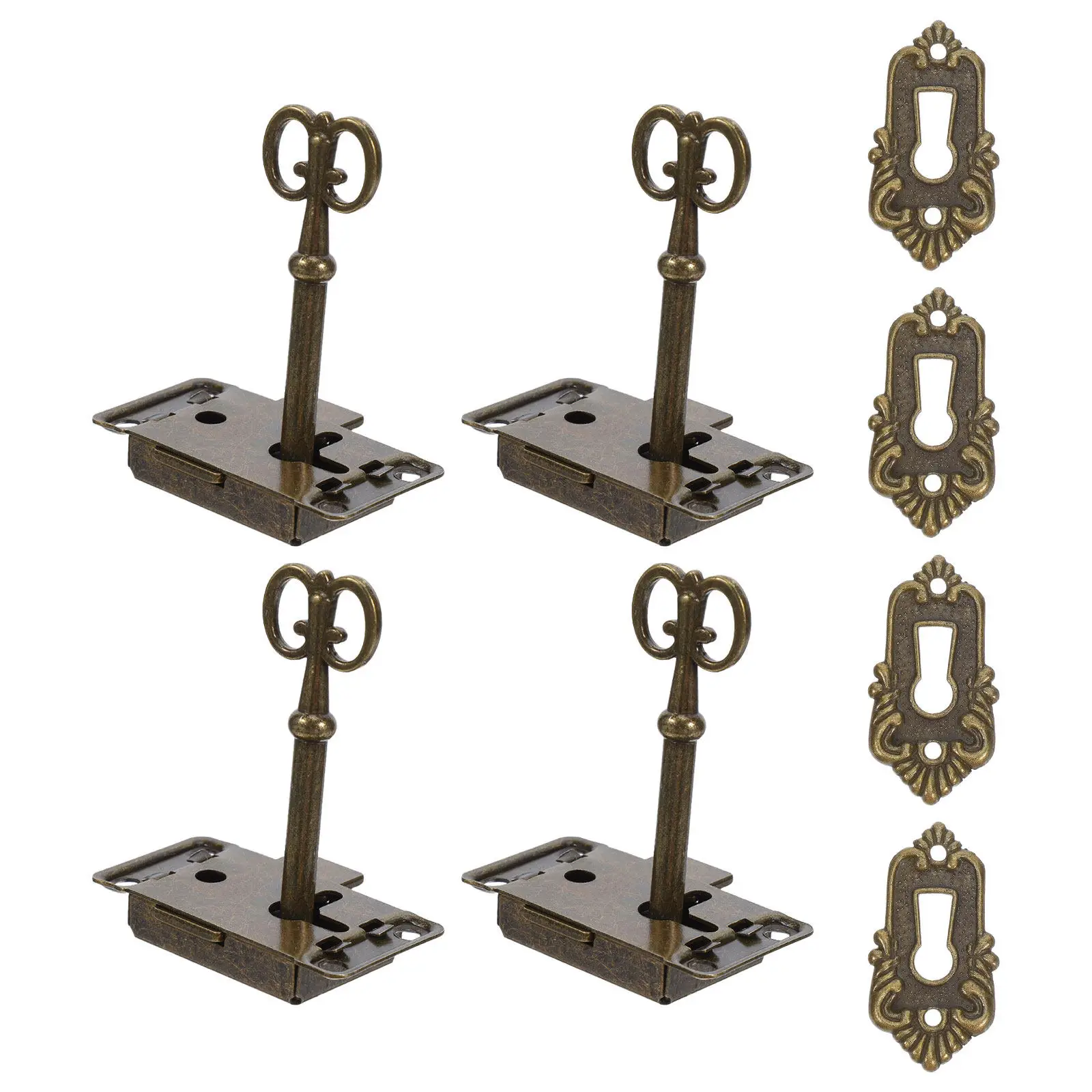 

4Sets Retro Cabinet Locks Vintage Cupboard Door Lock Replacement with Keys Iron Furniture Drawer Lock Hardware for Kitchen