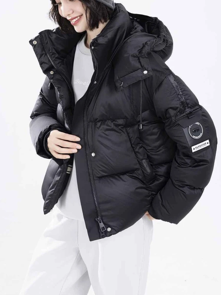 Inverno nova moda streetwear casacos curtos feminino fino manga longa para baixo casacos vintage elegante escritório casual jaqueta de algodão quente