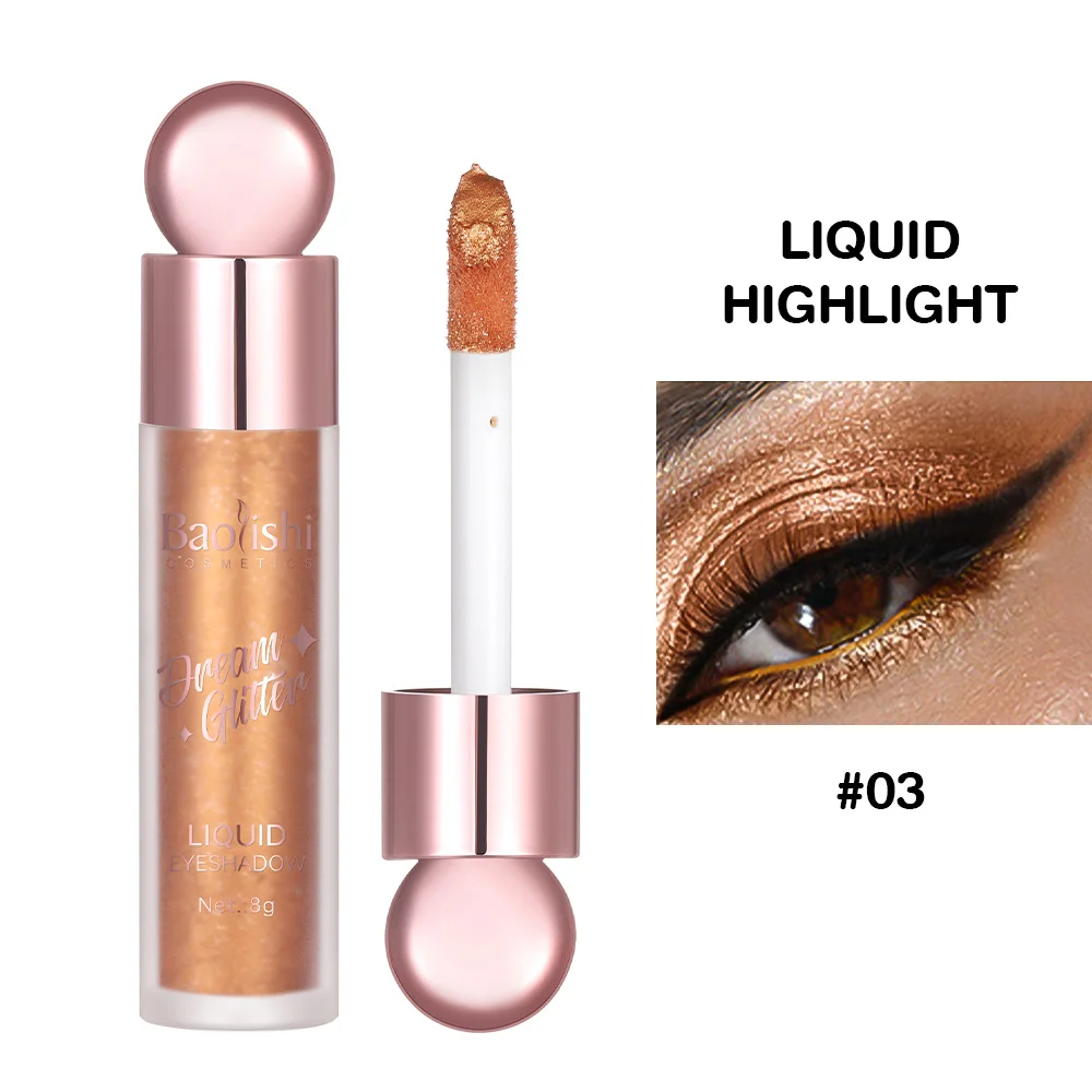 BAOLISHI fard à paupières liquide brillant cristal fin brillant perle brillant comprimé éclaircissant Monochrome fard à paupières liquide