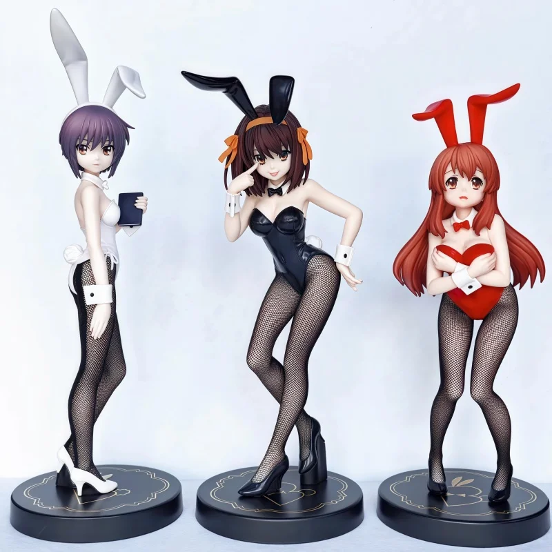 

27cm Original Bicute Bunnies The Melancholy Of Suzumiya Haruhi Asahina Mikuru Nagato Yuki Bunny Girls Action Figure Collection