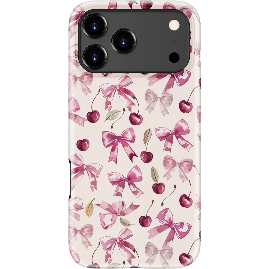 귀여운 미학적 디자인의 아이폰 17 프로 맥스용 보호 케이스 - 무선 충전 호환, 이중 레이어 하드 쉘 및 소프트