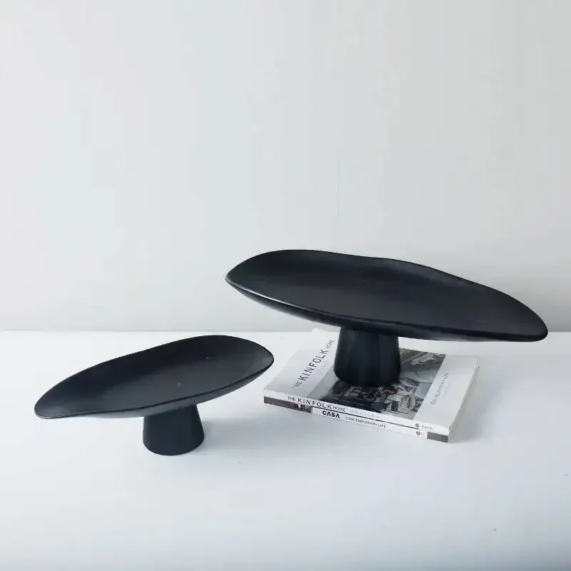 Simple modern resin high foot fruit tray creative living room dining table tea table storage tray decoration model room