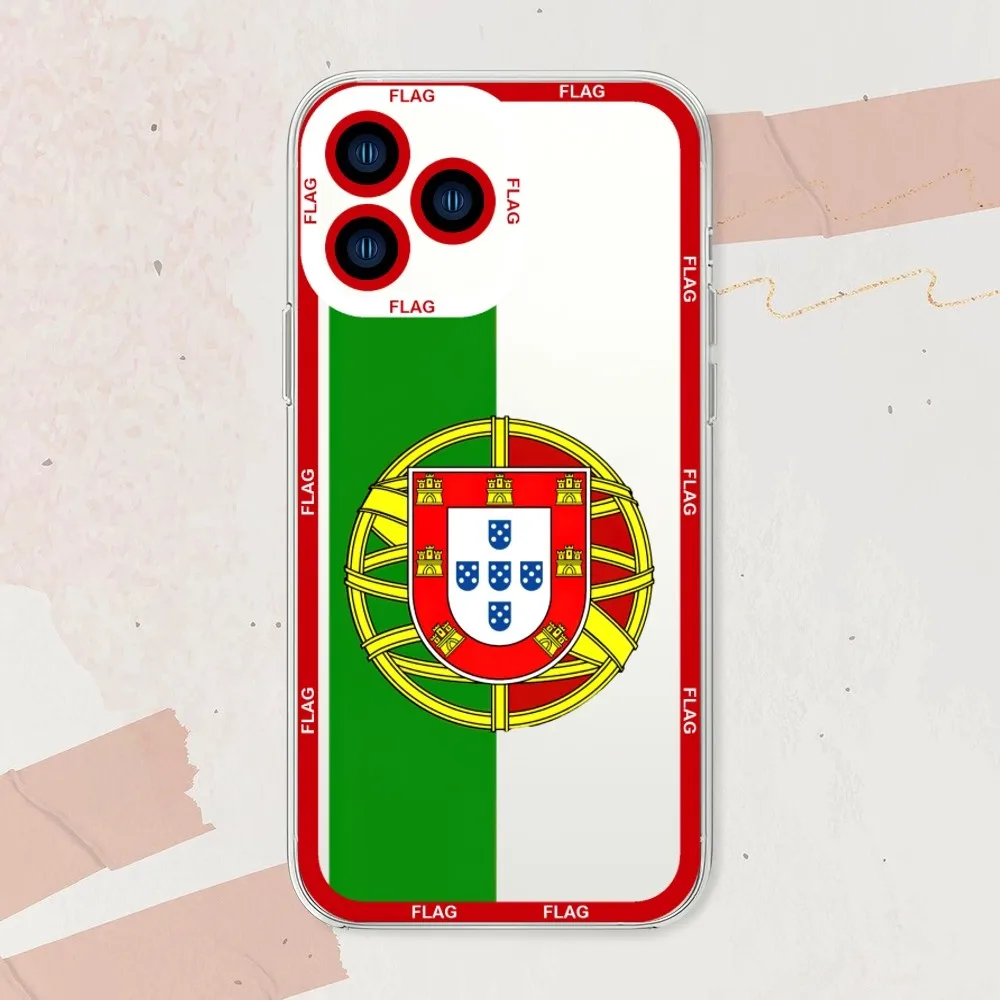 Nation Portugal Flag Phone Case For iphone 11 12 13 14 15 Mini Plus Pro Max Transparent Shell