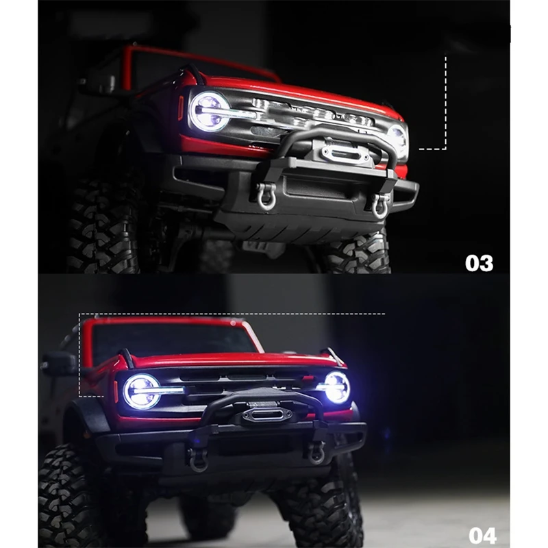 Sistema de iluminación de enlace delantero y trasero, grupo de luces LED para Traxxas TRX-4 2021 Bronco 1/10 RC Crawler Car, piezas de actualización