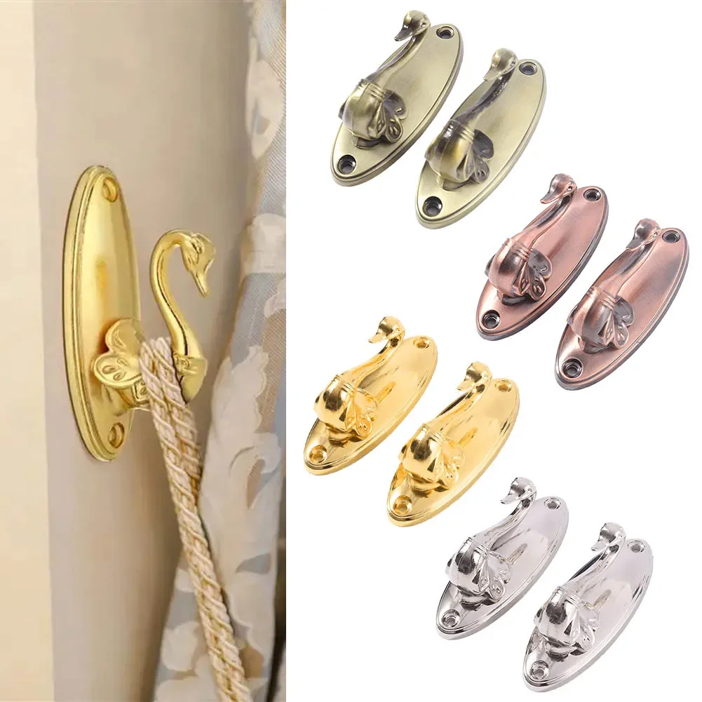 2PCS Curtain Wall Hook Vintage Curtain Hooks Hanger Storage Rack Support Rack Home Accessories 8x3.5cm Clothing Wardrobe Parts