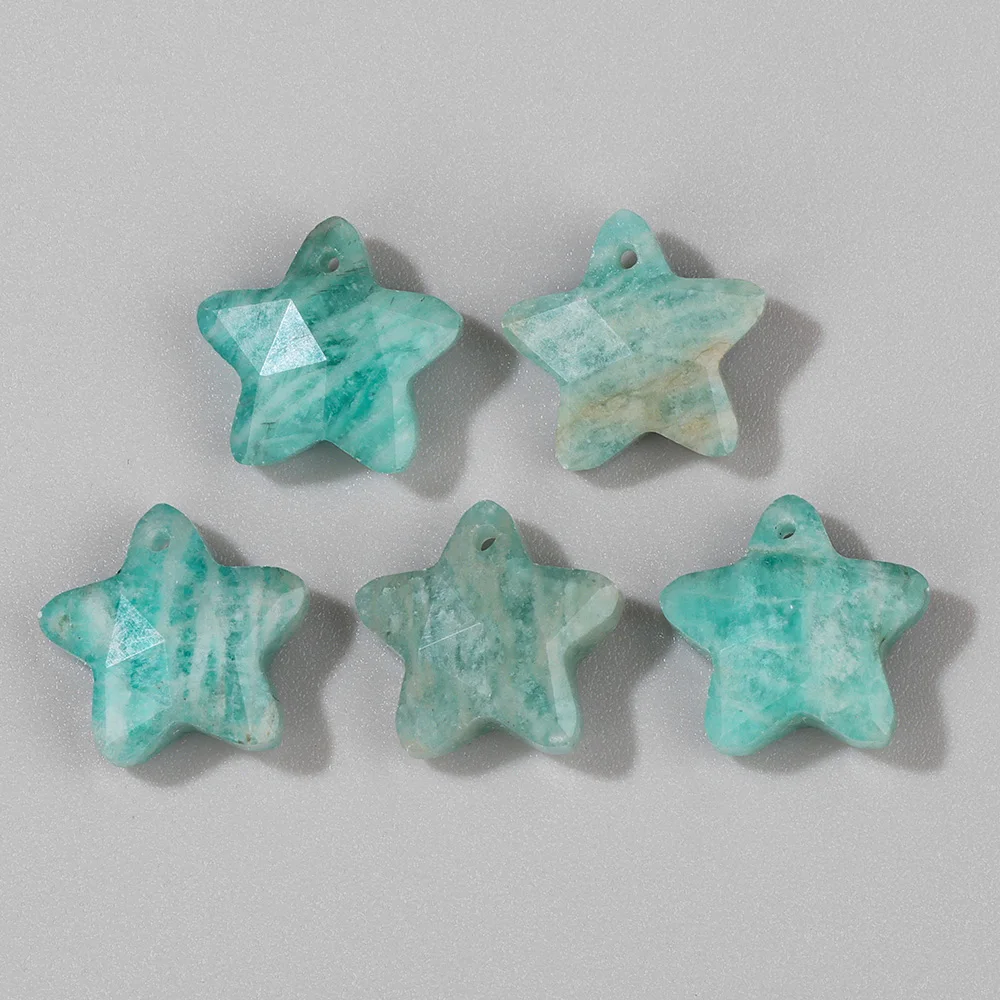 Natural Five-pointed Star Shape Stone Charms 14MM Faceted Amazonite Labradorite Quartz Pendant For Jewelry Making DIY Accessorie