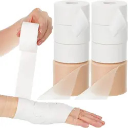 8 Pack White Athletic Tape and 2 Pack Foam Underwrap Kit Injury Pre Wrap for Ankle Wrist Football Soccer