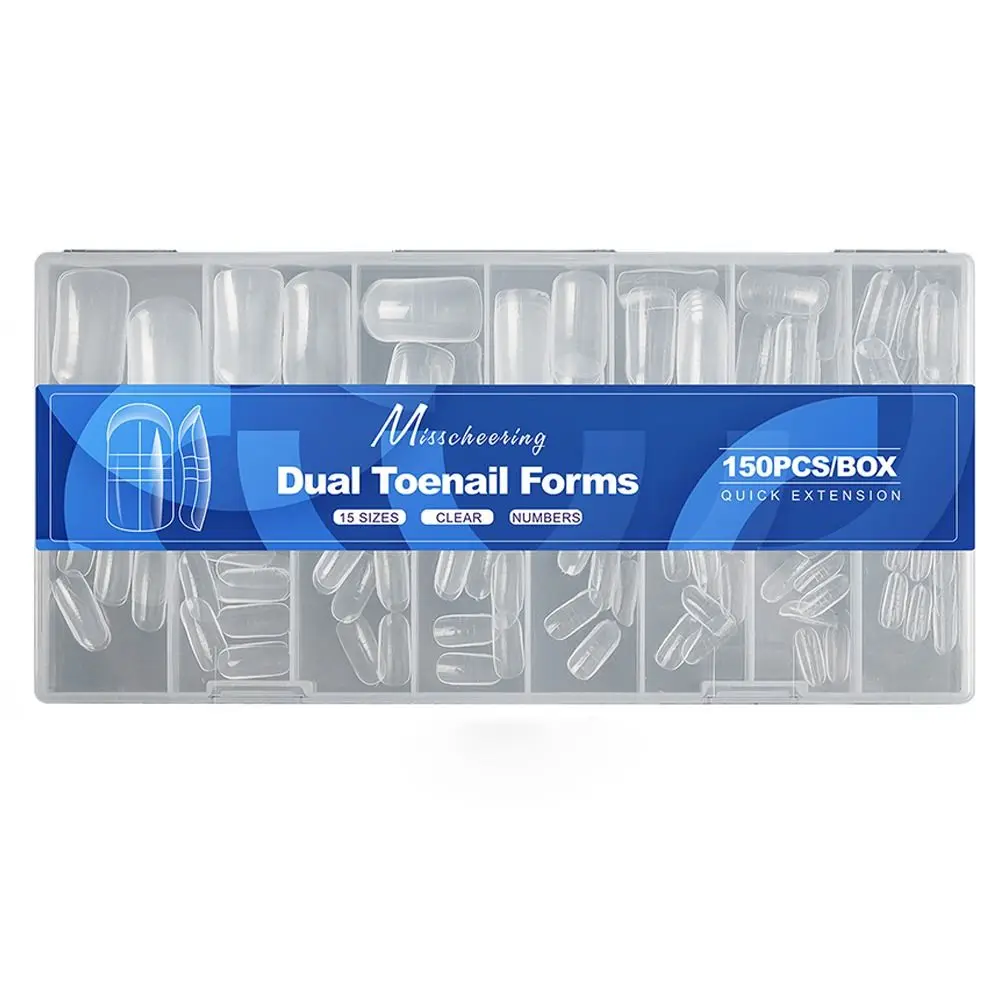 150PCS New Full Cover Clear Toe Nail Extensions Durable DIY Manicure Press On Nails Fake Toe Tips for Women Girls