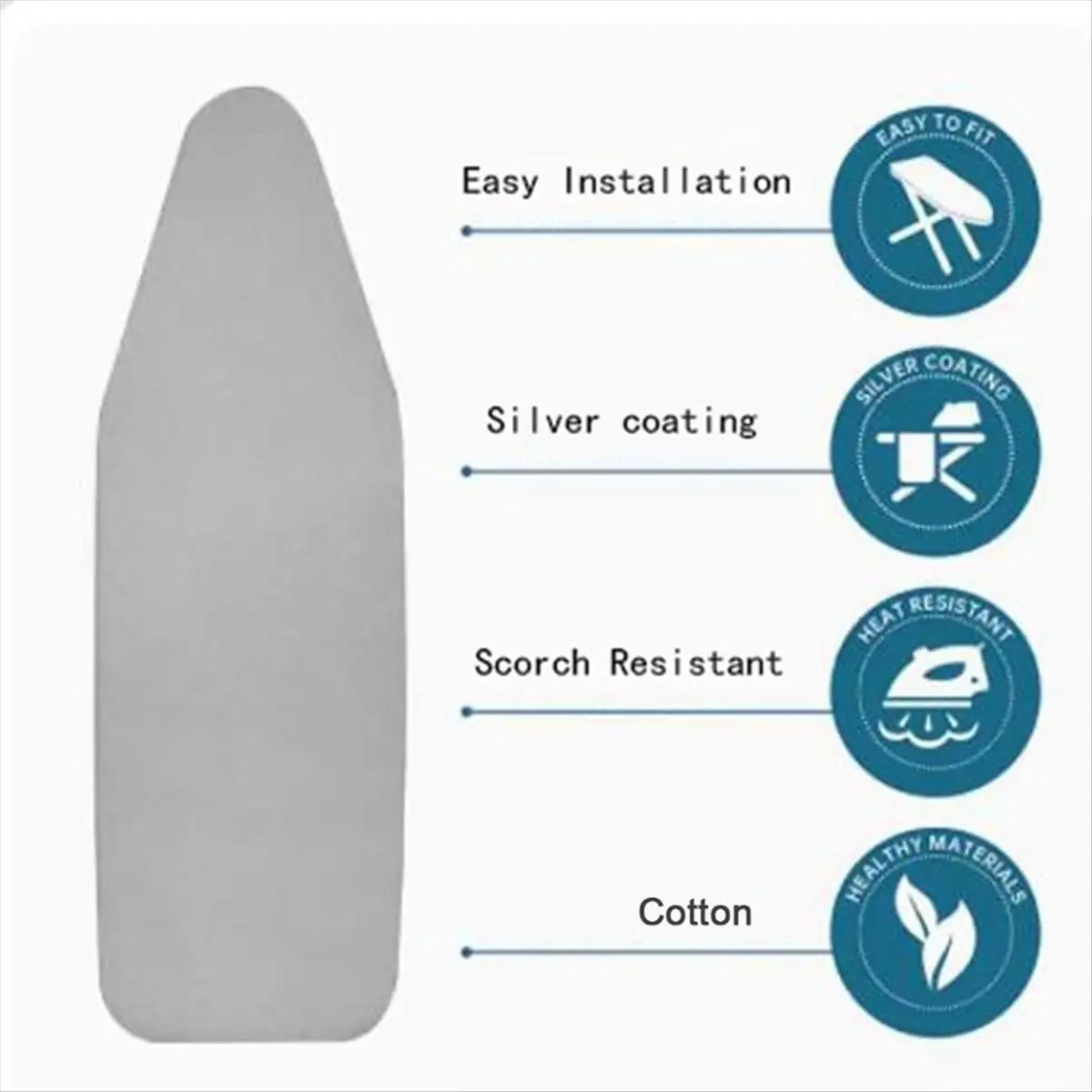 2026 Trend High Temperature Ironing Board Cover, Household Ironing Board Cloth Cover, Cotton Ironing Board Cover Grey