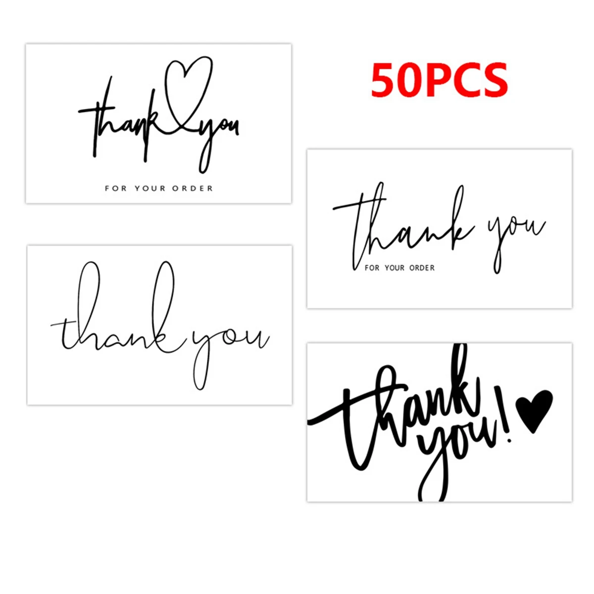 50pcs Thank You For Supporting My Business Cards,Small Customer Appreciation Card for Shop, Online Retailers, Business Supplies