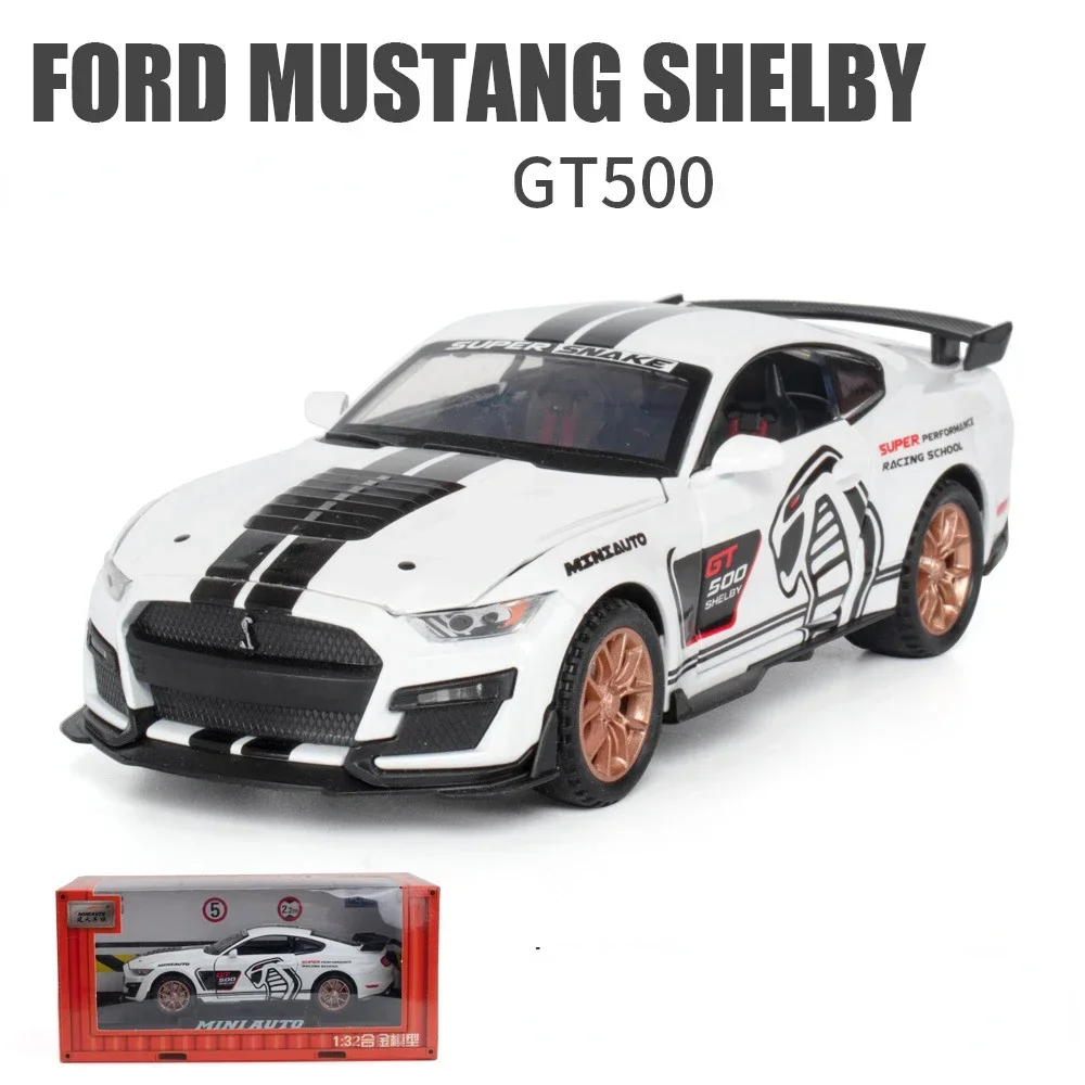 1:32 فورد موستانج شيلبي GT500 سبيكة سيارة نموذج محاكاة الصوت والضوء التراجع سيارات لعبة لمجموعة صديقها A900 سبيكة