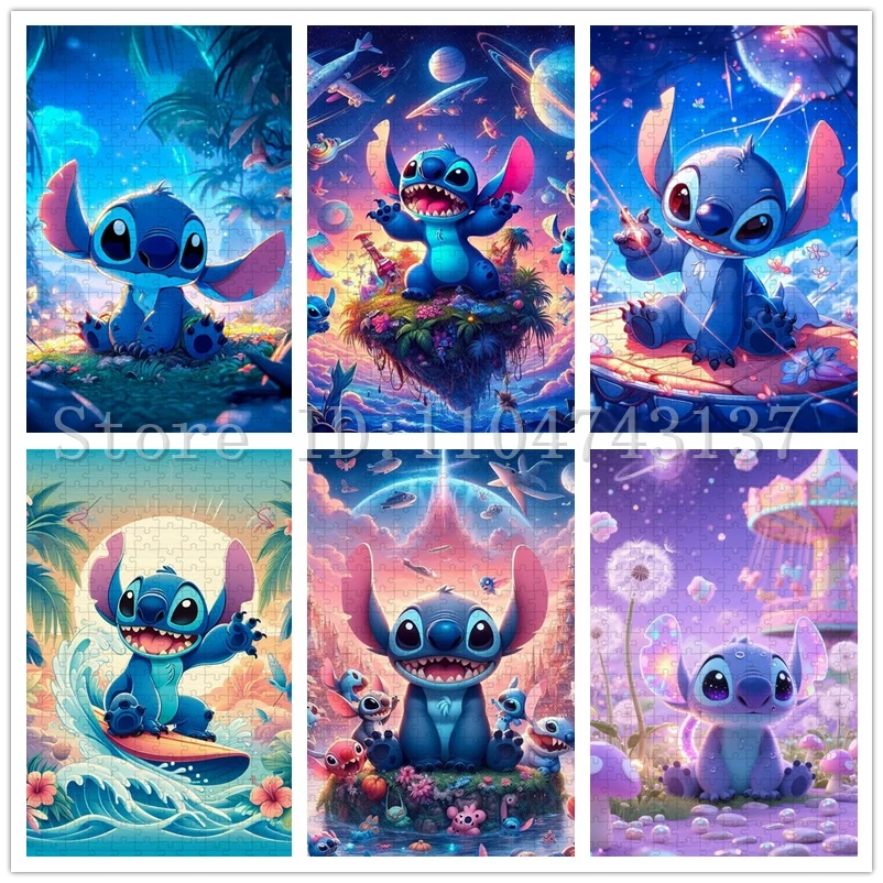 

Disney Stitch Jigsaw Puzzle Stress Relief Toys 108/300/500/1000 PCS Cartoon Puzzles Jigsaw Family Funny Games Creative Gifts