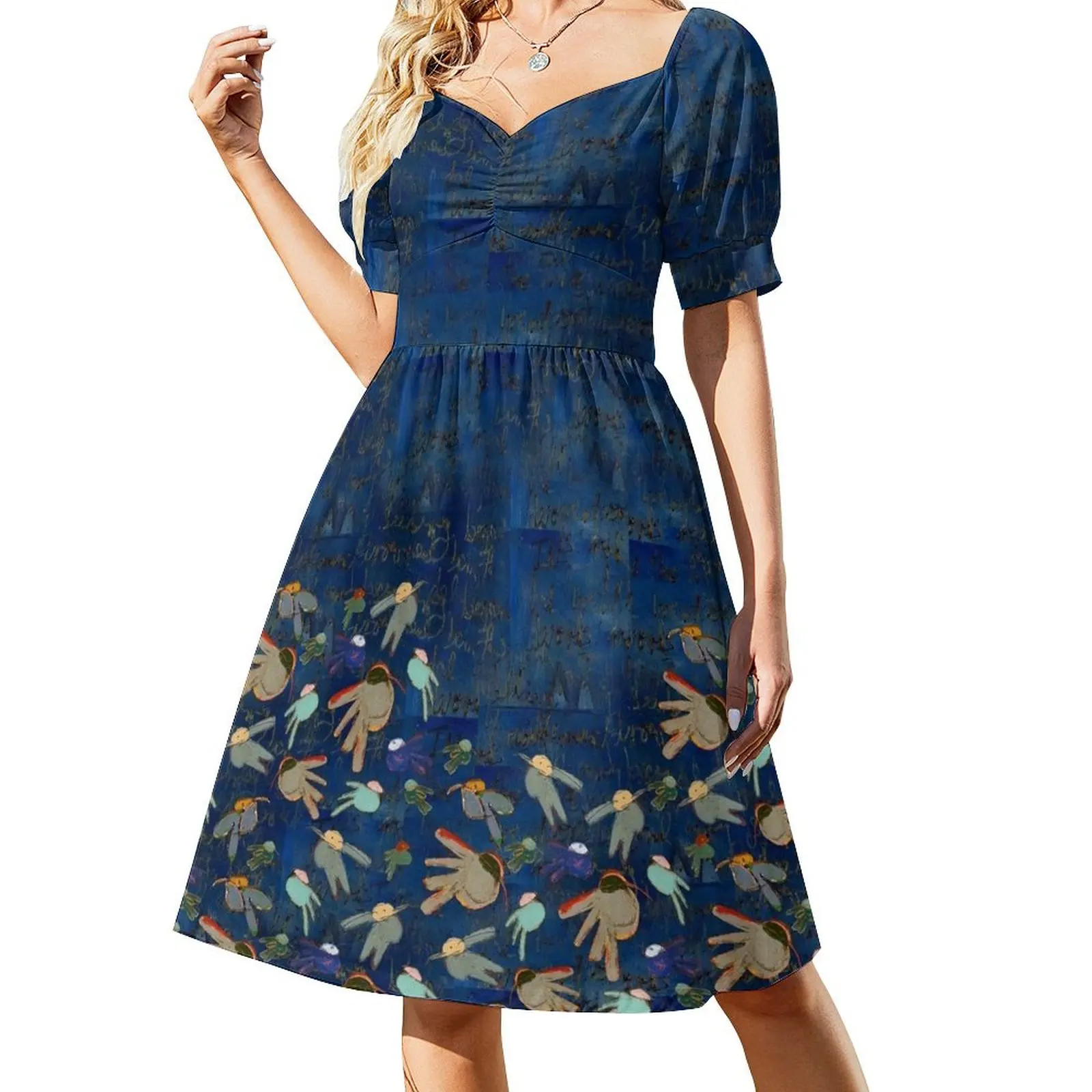 

Sea of Birds - Midnight Short Sleeved Dress summer dress women 2025 women long dresses elegant and pretty women's dresses Dress