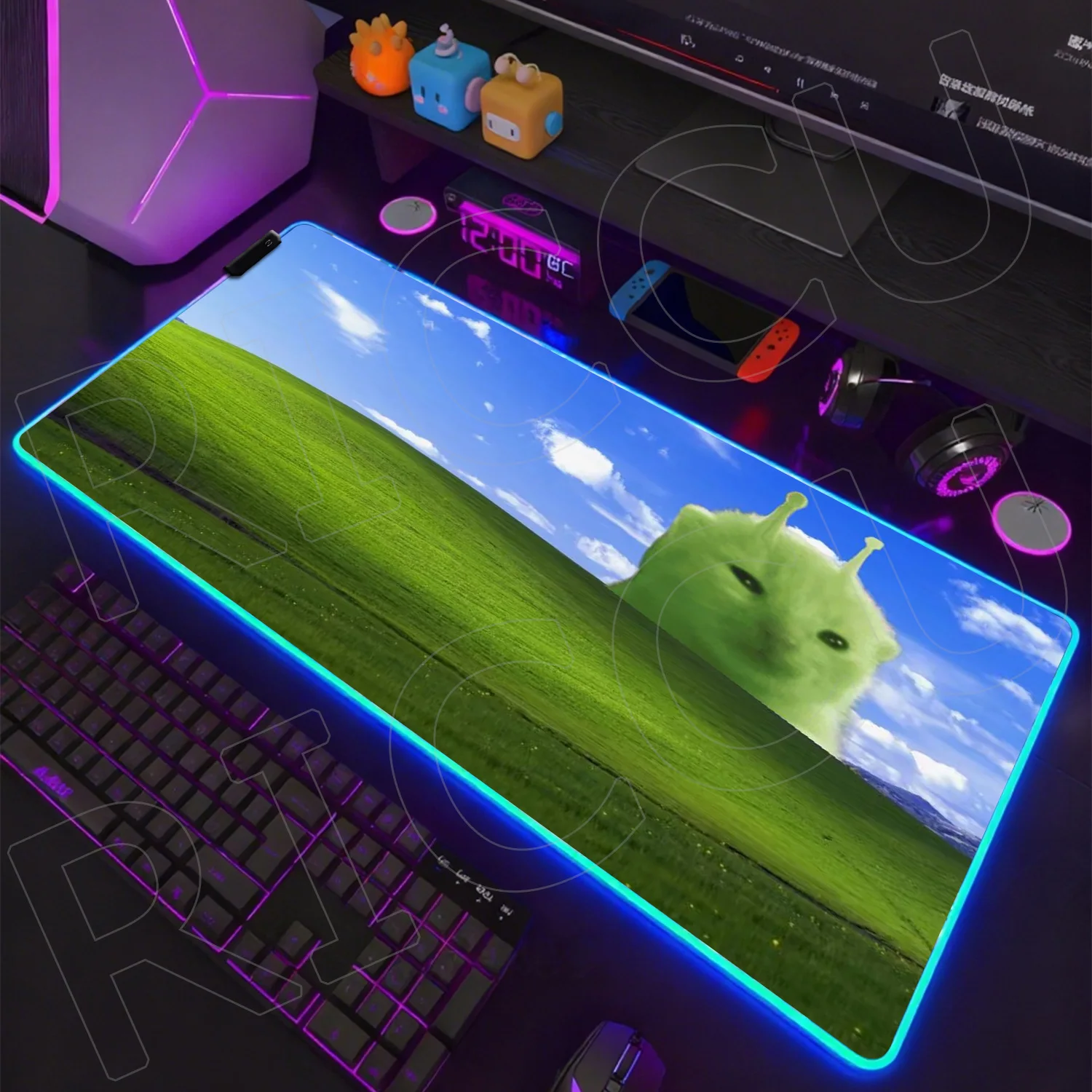 

RGB HD printing XXL Funny Cat meme dog Mouse Pad LED Desk Mat Large Non-slip Anti-fray Keyboard Ergonomic Rubber PC Accessories
