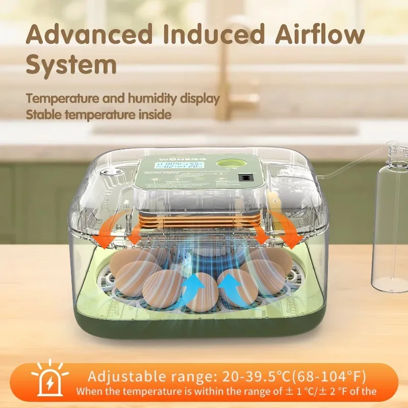 Heißer Verkauf 12-Eier-Ei-Inkubator mit konstanter Temperatur und Luftfeuchtigkeit, Kükenbrüter