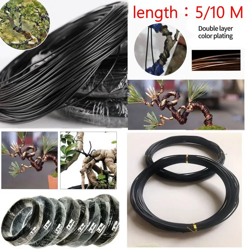 

5M Bonsai Wires Plant Support Branches Bend Fixing Wires Anodized Aluminum Bonsai Training Wire Garden DIY Tool 1/1.5/2/2.5/3 mm