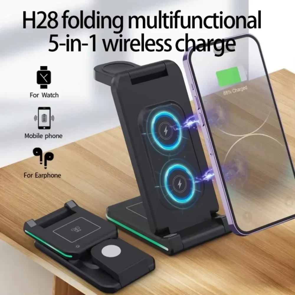 5W 5 In 1 Folding Multifunctional USB Wireless Charger