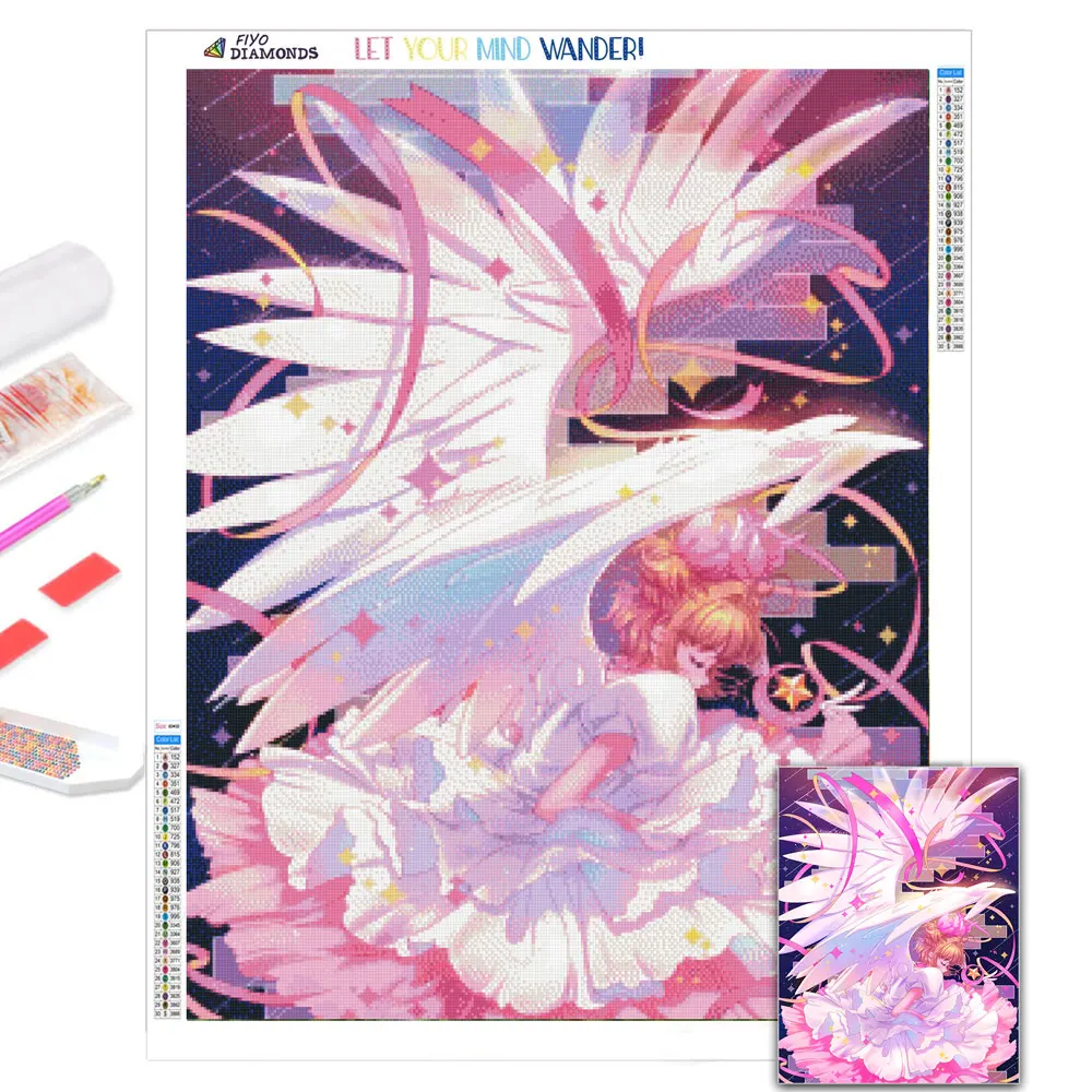 Diamond Painting 5D DIY Anime Card Captor Sakura Picture Full Diamond Mosaic Rhinestones Embroidery Cross Stitch Kit Home Decor