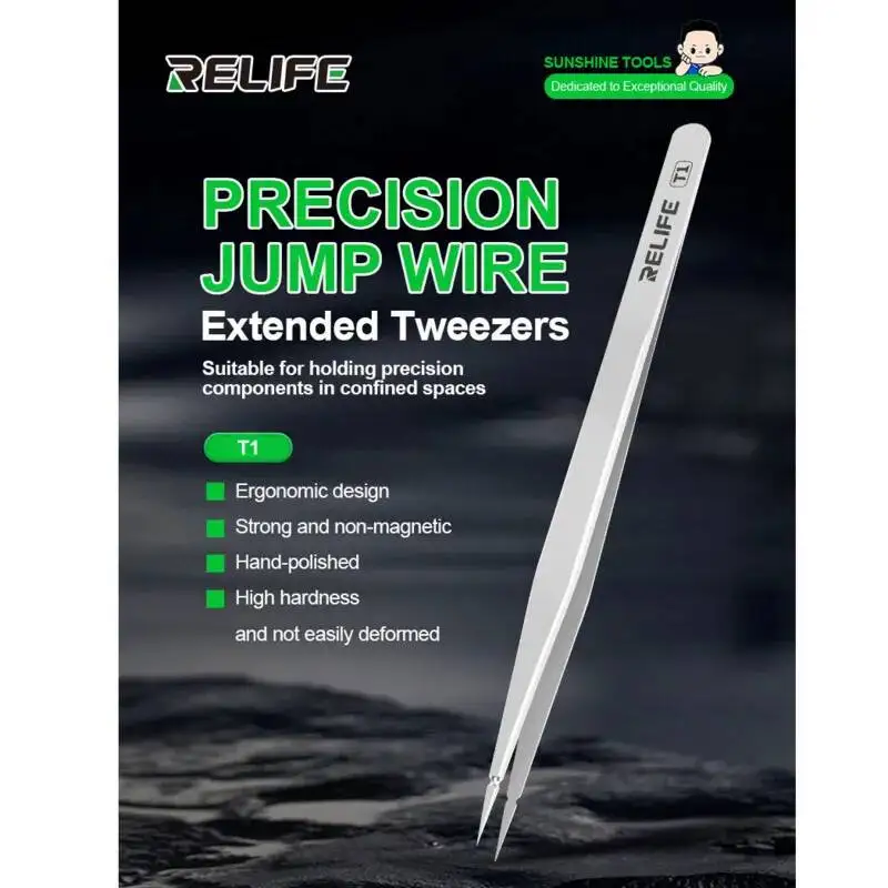 

RELIFE T1 ESD Tweezers Micro Solder BGA Solder Ball Used To Deal With The Precise Components In PCB Mobile Phone Maintenance.