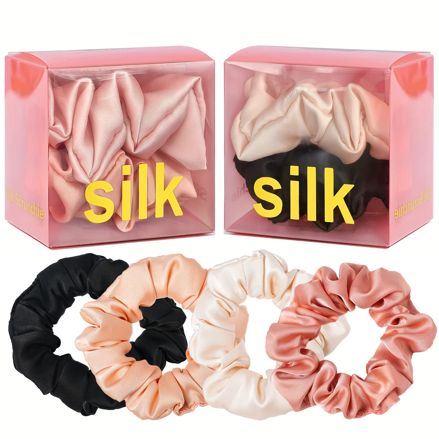 2PCS/Box Korean Fashion Pure Mulberry Silk Hair Scrunchie Handmade Hairbands Women Girl HairTies Ponytail Holders Accessories