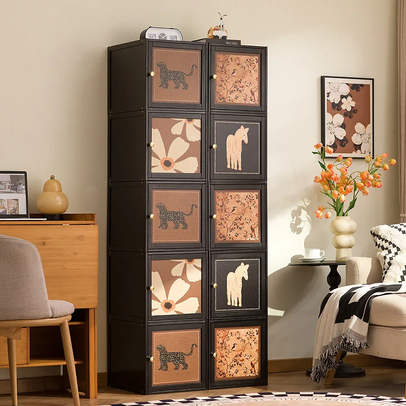 Nordic solid wood module bookcase, living room floor TV cabinet free combination display cabinet