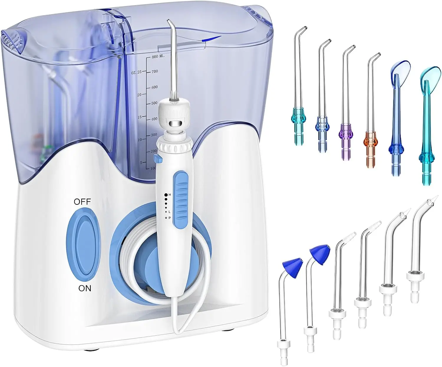 Quiet Water Flosser with 12 Tips & 800ml Tank, 6 Pressure Settings, 1200 Pulses/min, Suitable for Braces & Implants