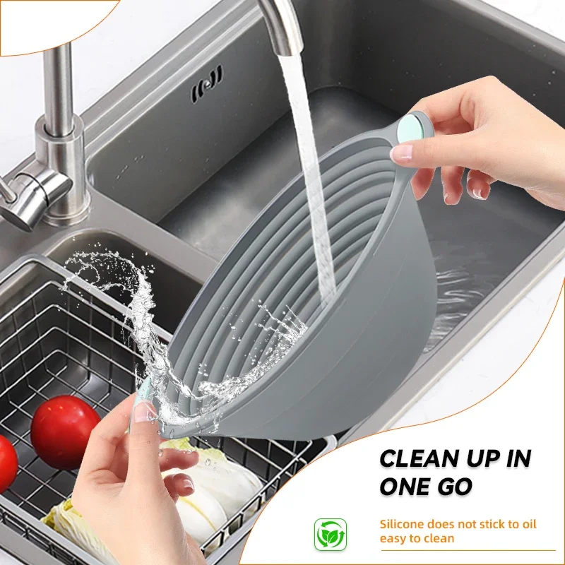 1PC Silicone Foldable Banneton Bread Proofing Basket - Sourdough Bread Baking Bowl Food Grade Kitchen Accessory - view 4