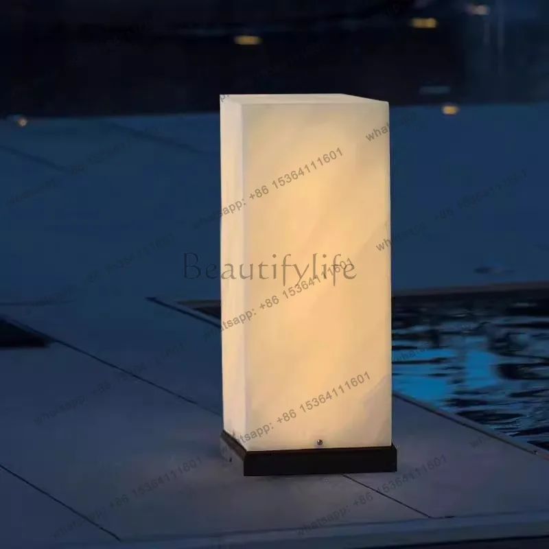 Cross border outdoor imitation marble lawn waterproof modern simple decorative column luminous object