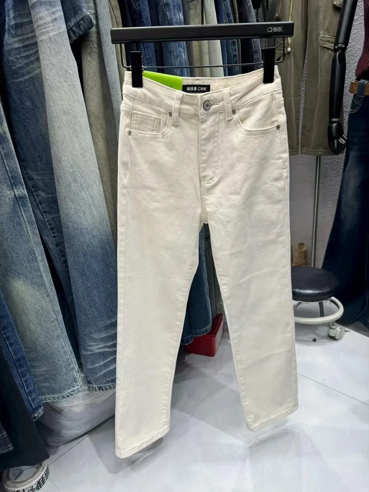 

Bla High Waist Straight Leg Jeans Dongda Gate Early Autumn New Sle Casual Zipper Design Slimming Nine Tube Pants