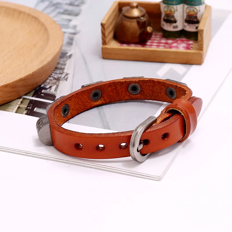 Punk Retro Gothic Harajuku Rock and roll Individuality Leather Bracelet All-match Student accessories Adjustable Accessory