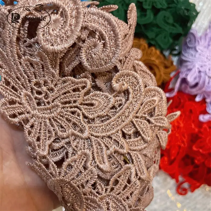 Europäischer Stil, handgenähte, wasserlösliche Spitzenstickerei für Hochzeitskleider, Bildapplikation, handgefertigte DIY-Spitzenkleidungszubehörteile – Detail 5
