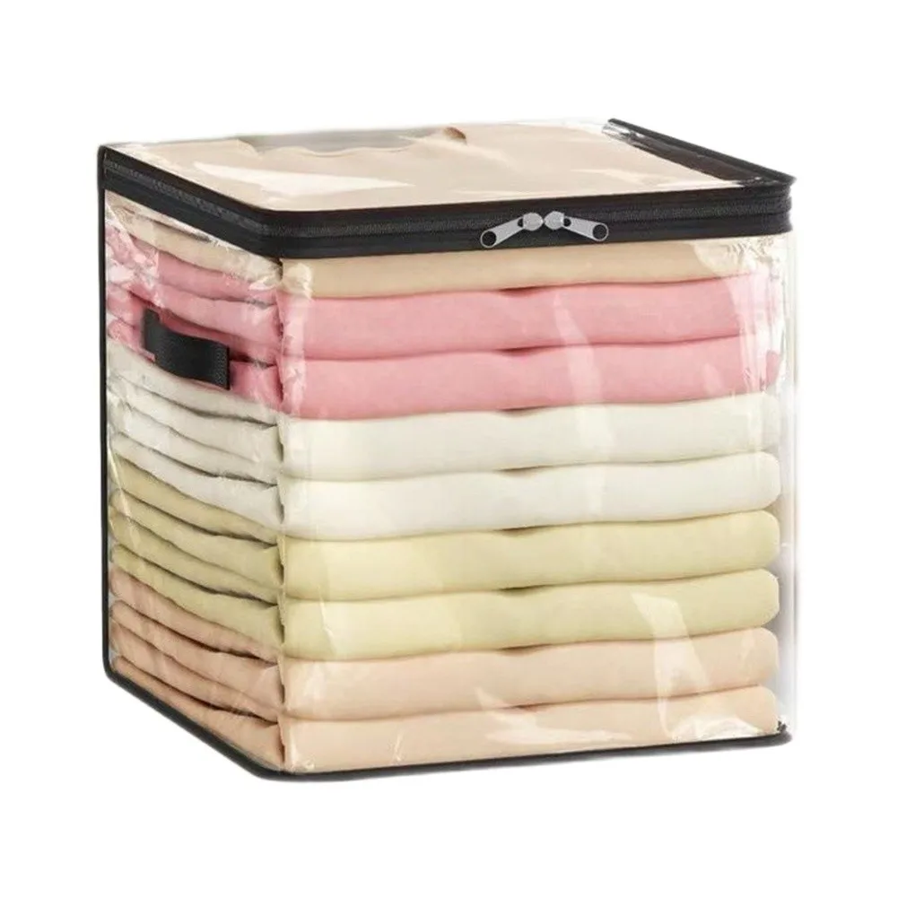 Clear PVC Storage Bags with Zipper Closure and Handles for Bedding Linens and Winter Clothes 33x33x33cm 53x35x31.5cm