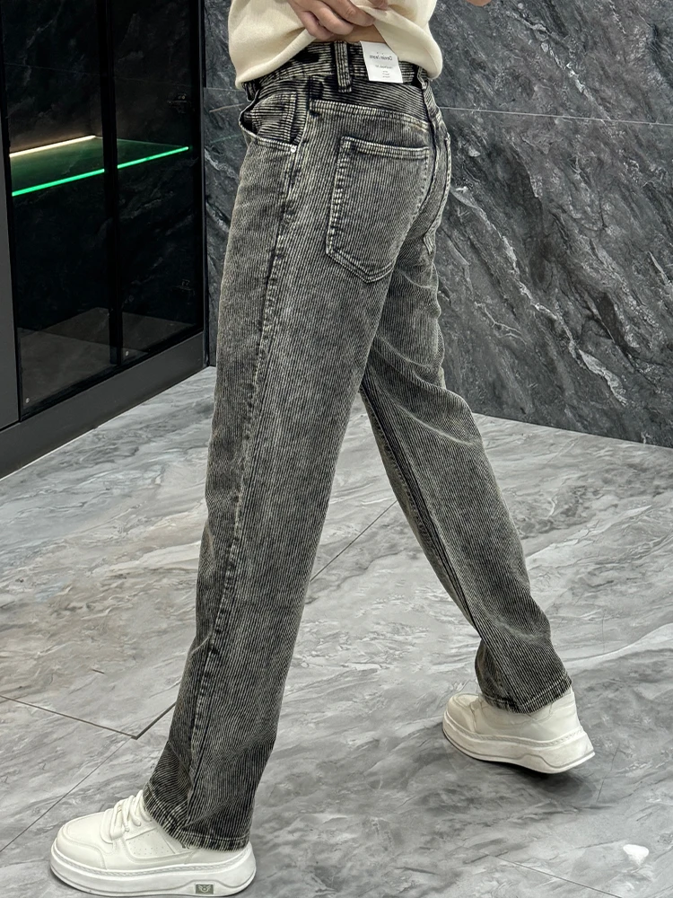 

Мужские вельветовые джинсы в американском винтажном стиле, весенне-осенние, модные, простые, свободные, прямого кроя, длинные брюки