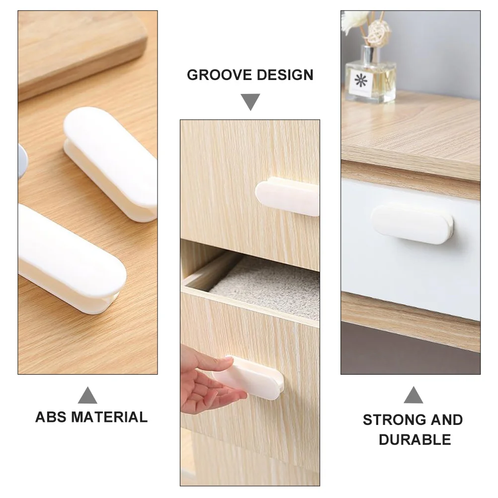 

8Pcs Self Adhesive Drawer Handle Pulls Refrigerator Cabinet Easy Stick on No Glue Durable Comfortable Grip Big Hands