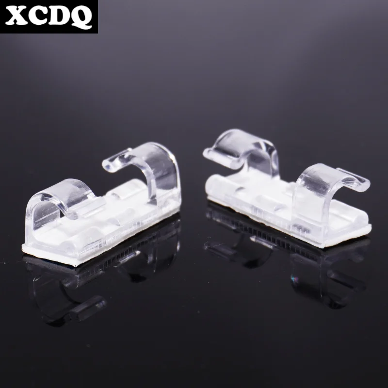 50/100pcs Adhesive Transparent Cable Clips Self-Adhesive Wire Holder for Desk Wall Hidden Cord Organizer Management Clamp