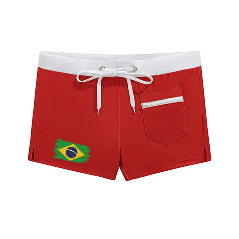 Men's Summer Swim Trunks With Pockets Elastic Drawstring Breathable Split Leg Casual Stylish Shorts For Swimming Surfing