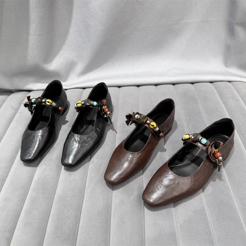 الشقق النساء أحذية خفيفة بدون كعب أحذية أنيقة الضحلة ماري جانس فستان الصنادل امرأة الصيف 2025 رياضة غير رسمية جديد Zapatillas De Mujer #4