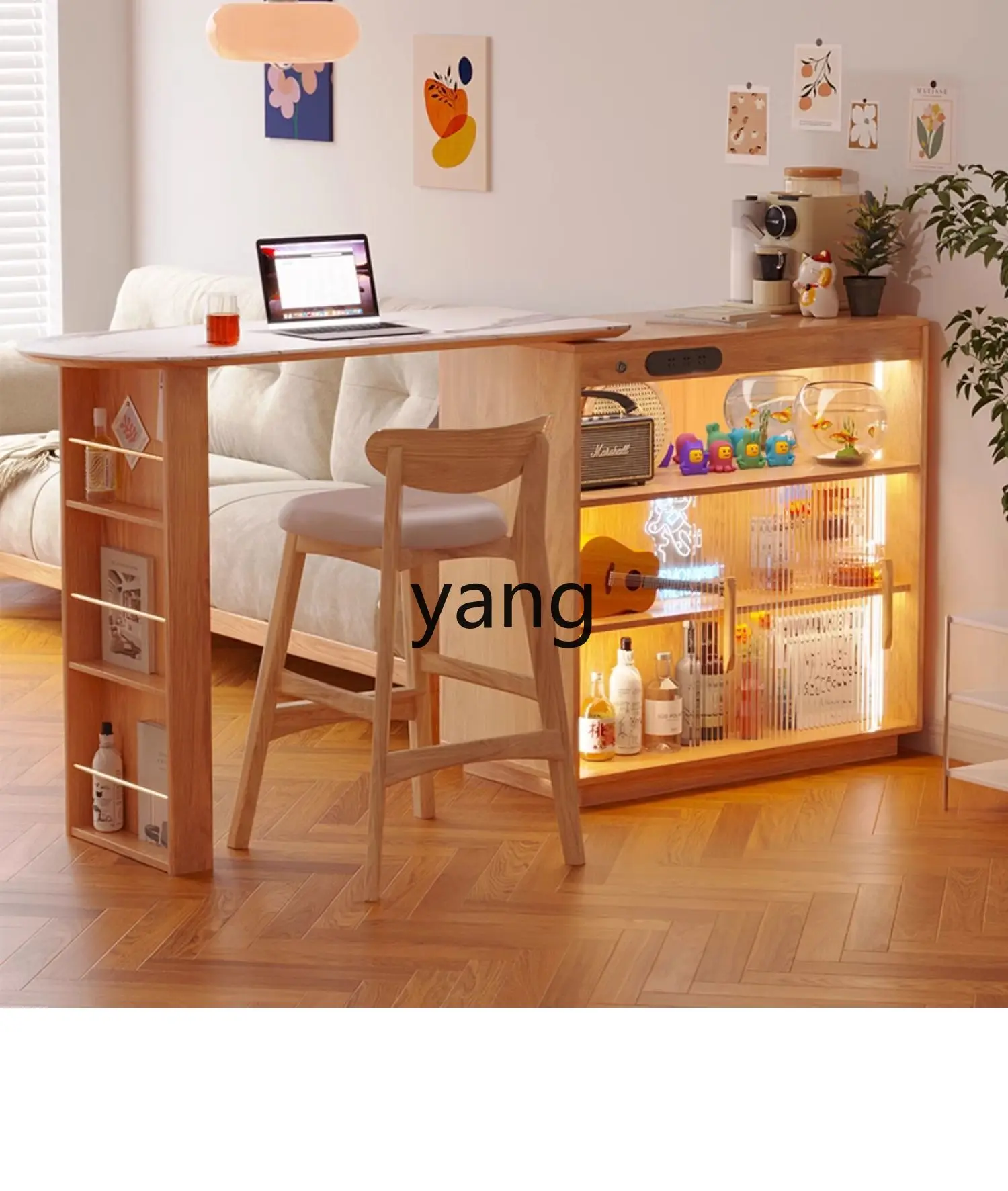 LH modern simple home bar chair Nordic stool solid wood chair