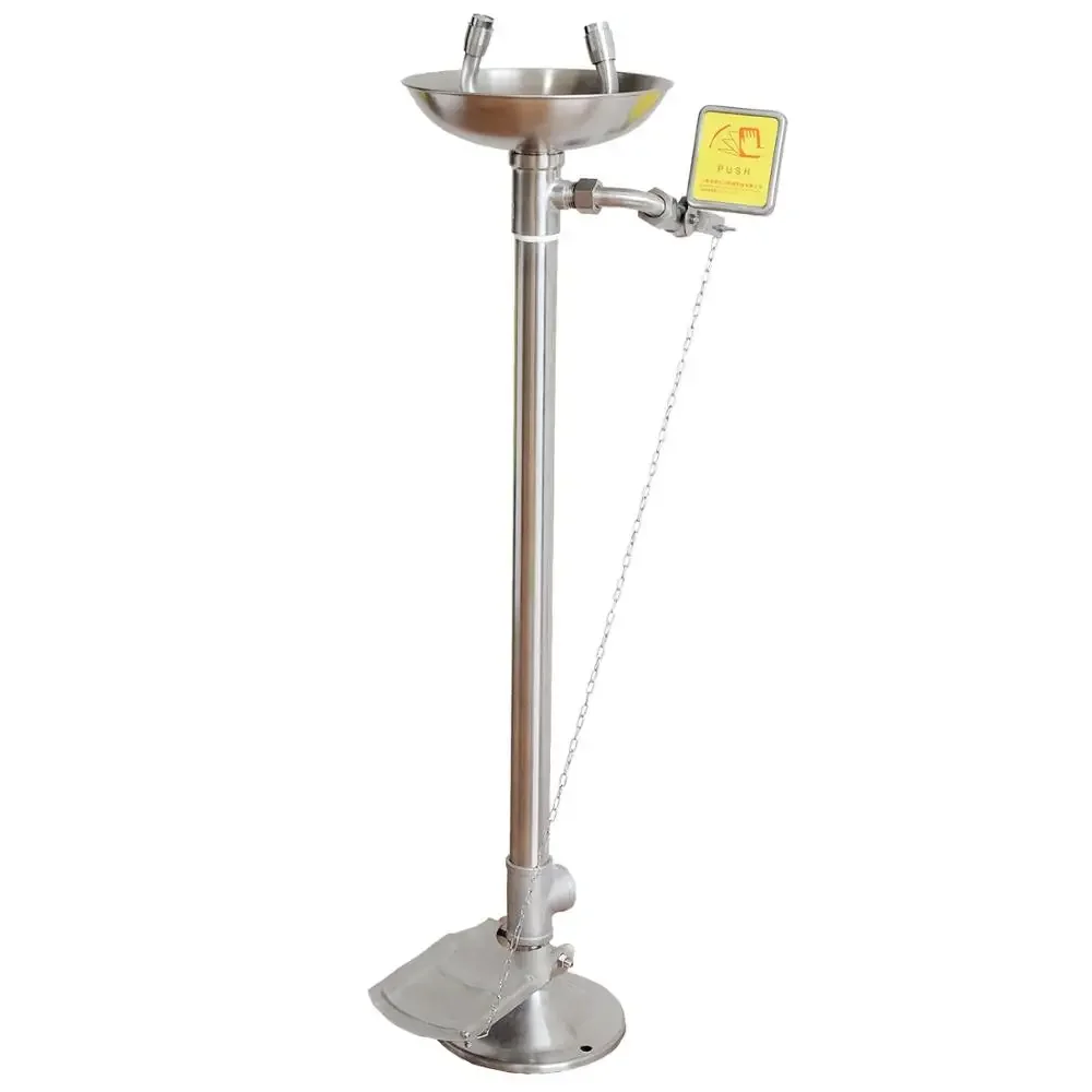 Stainless Steel 304/316 Eye Wash Station Pedal Operated Floor Mounted Safety Product