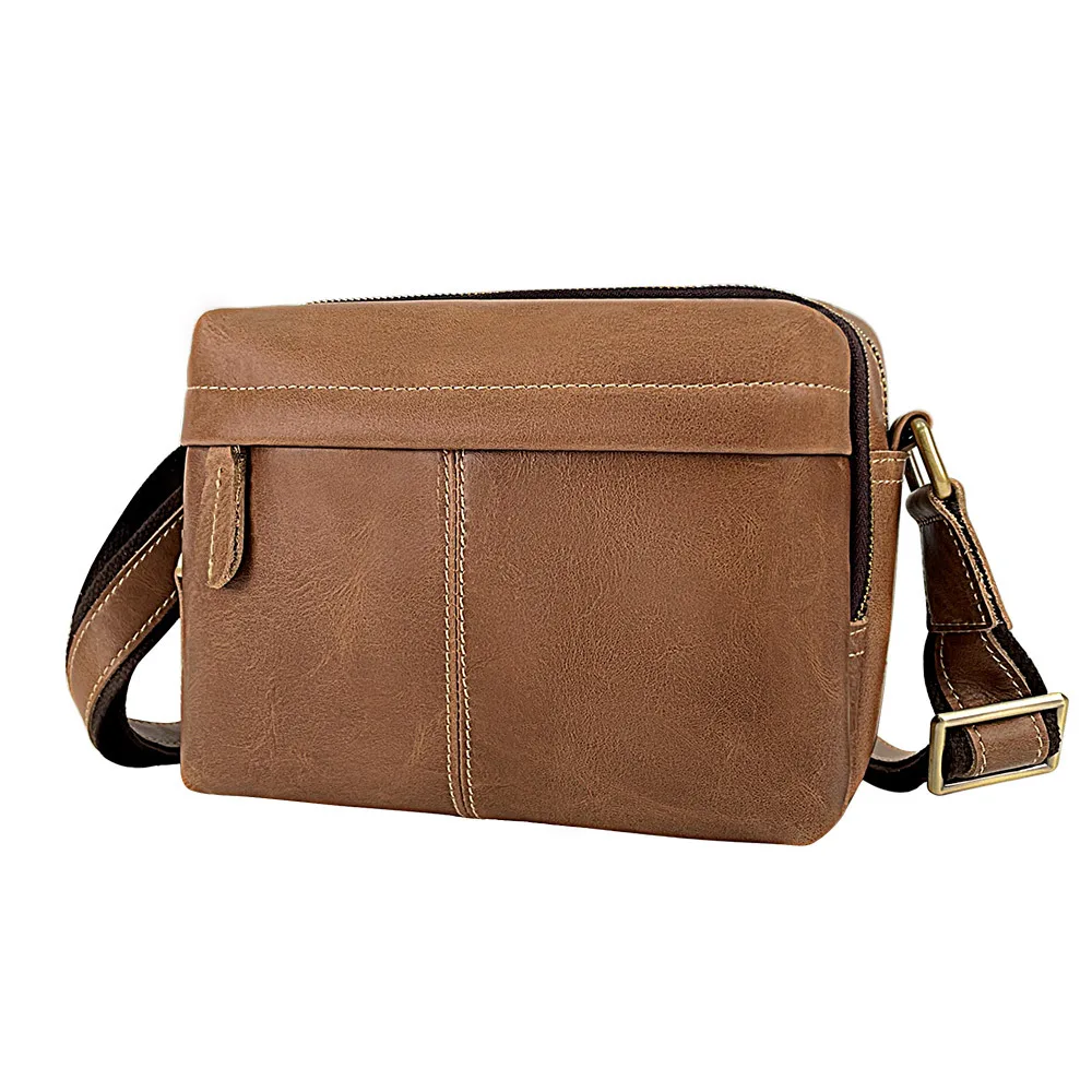 Genuine Leather Men's Small Square Shoulder Bag